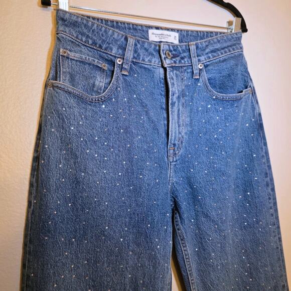 A&F '90s Relaxed Curve Love Rhinestone Stud Jeans 28 High Rise Y2K - Picture 2 of 8